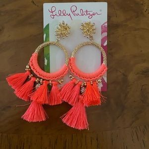 Lily Pulitzer earrings, Spicy Coral. New